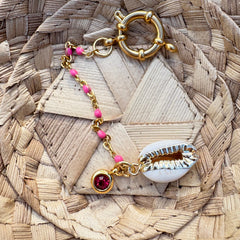 Bikini Charms cauri chaine rose